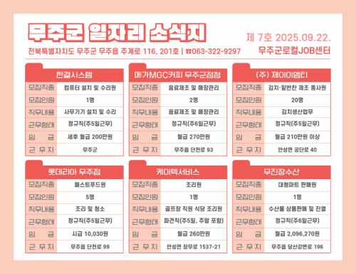 무주군 일자리 소식지_제 7호
